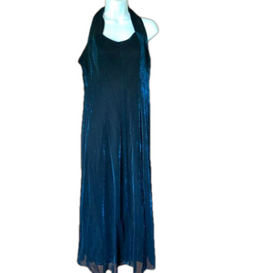 Blue shimmery zippered dance dress size 13/14 cross back in box 8